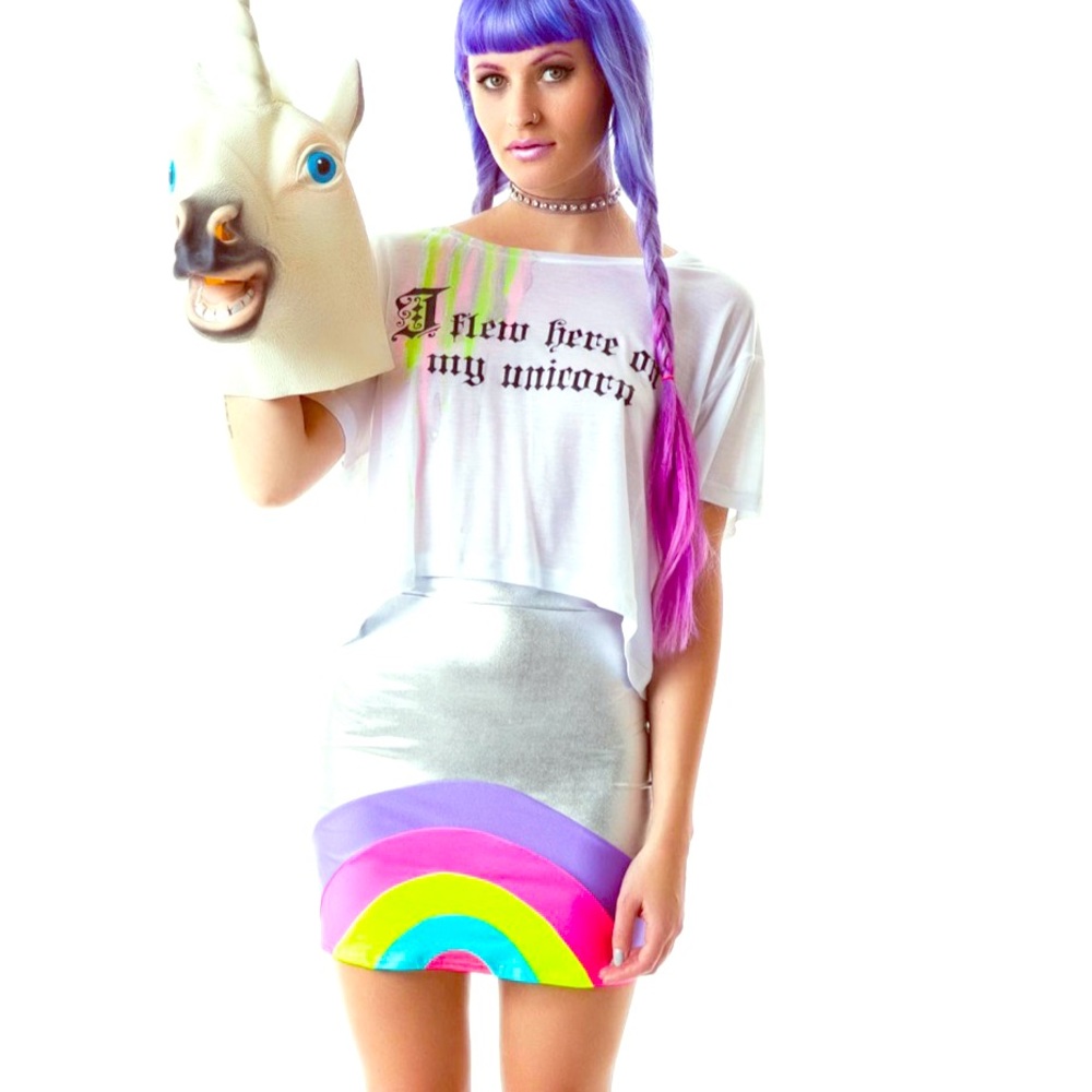 ✅ FINAL PRICE 🦄 DollsKill Obscure Couture Unicorn Loose Crop Tee